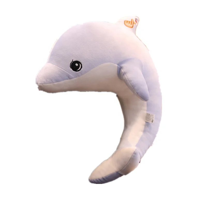 plush dolphin with hand pose logo on back baby toy
