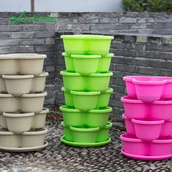 Indoor balcony Stackable plastic Garden Planter Herb tomota potato pot vertical Flower Pots outdoor decor tower