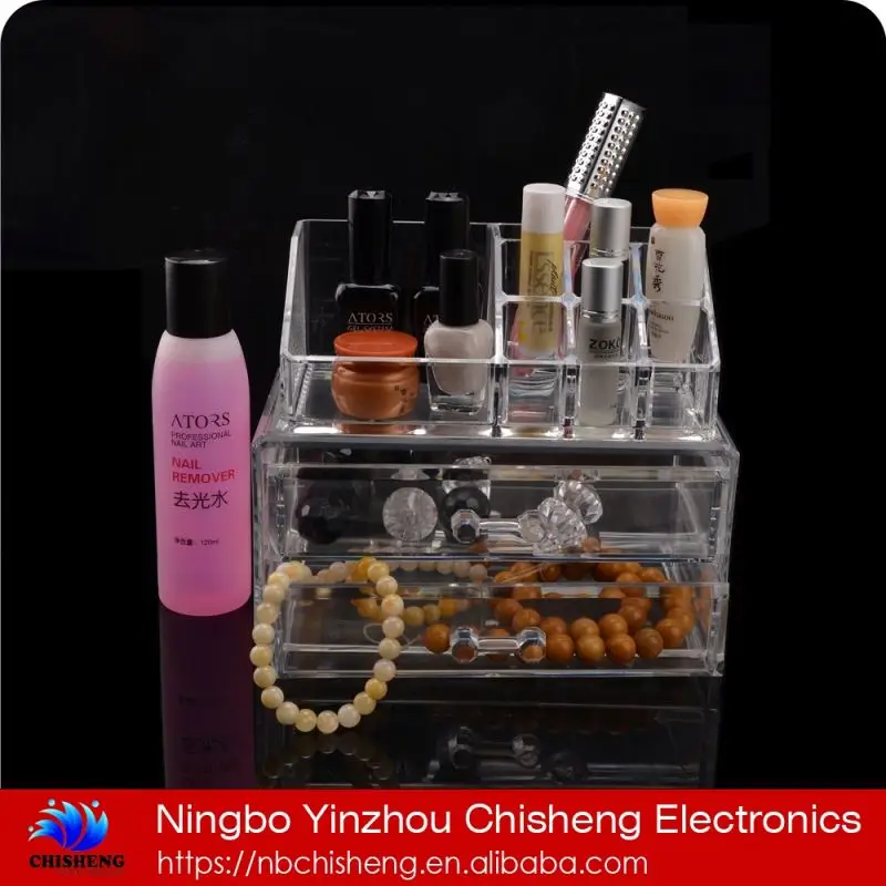 original manufacturer hot selling acrylic makeup cosmetic organizer with 2 drawers