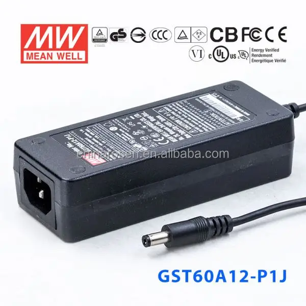 ORIGINAL Meanwell GST60A12-P1J 60W 12V/5A AC-DC Class l Level Vl Adaptor 12 volt 5 amp power supply