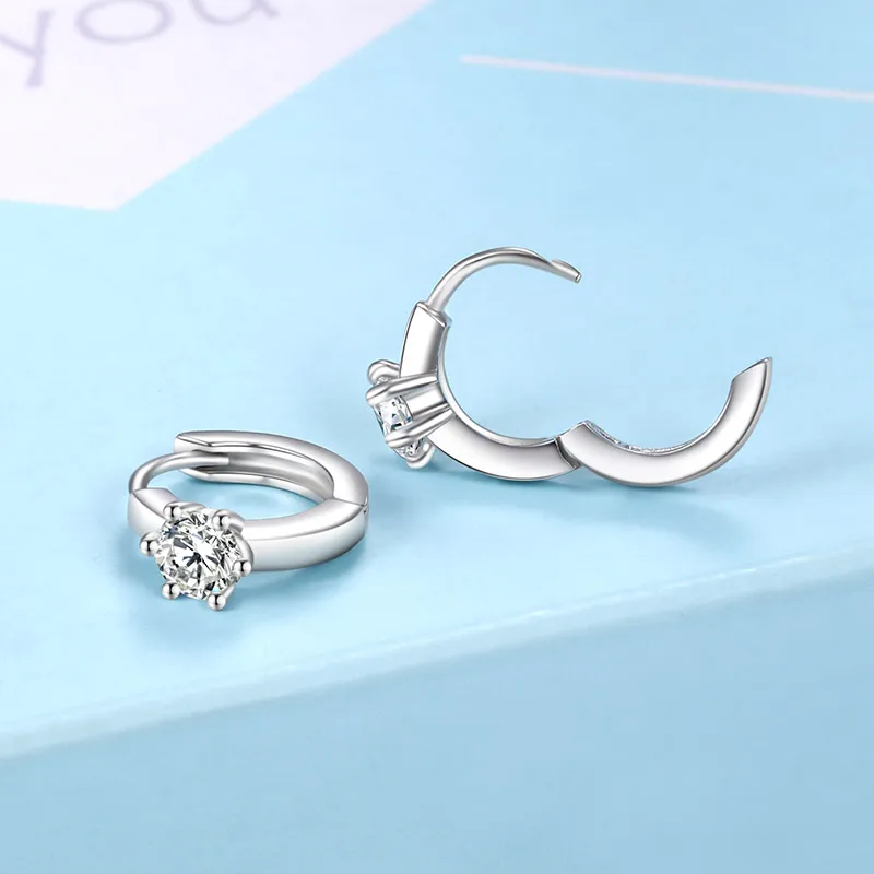 Fashion Jewelry 925 Sterling Silver Huggie Earrings Cubic Zirconia Elegant Small Hoop Earring for Women Girls Unique Gift