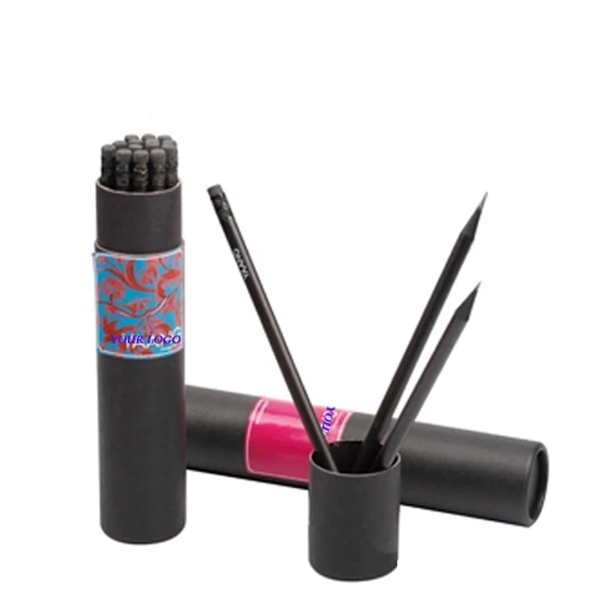 High Quality Art Drawing Triangular Shape Black Wooden HB Pencil with Eraser Topper