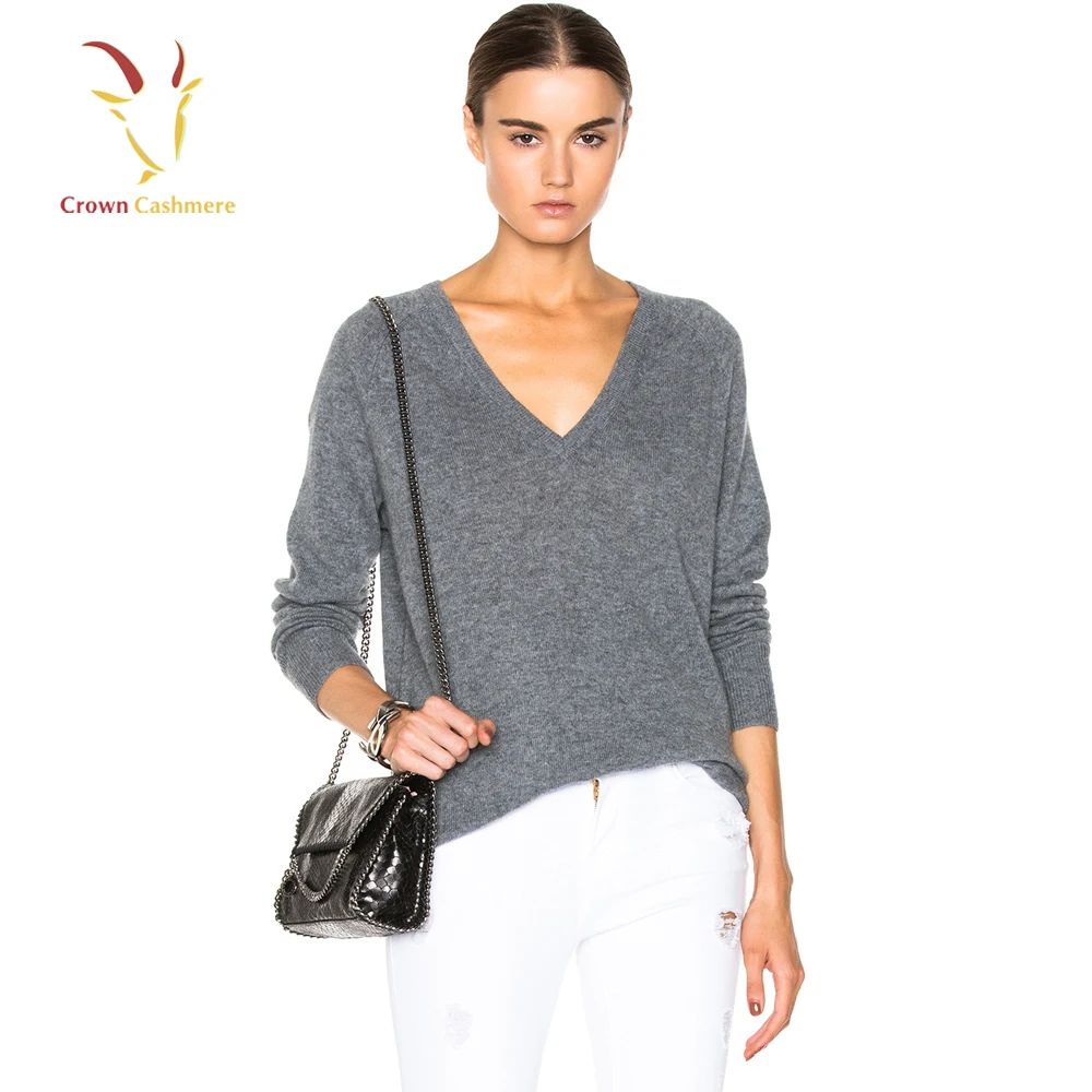 Basic Models Pullover Knit Sweater Womens V Neck Sweater