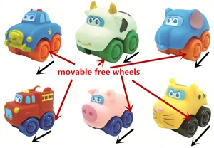 Dongguan Manufacturer Mini Plastic Animal Pig Cow Cat Small Car Toy Set Vehicle for Boys Kids Gift