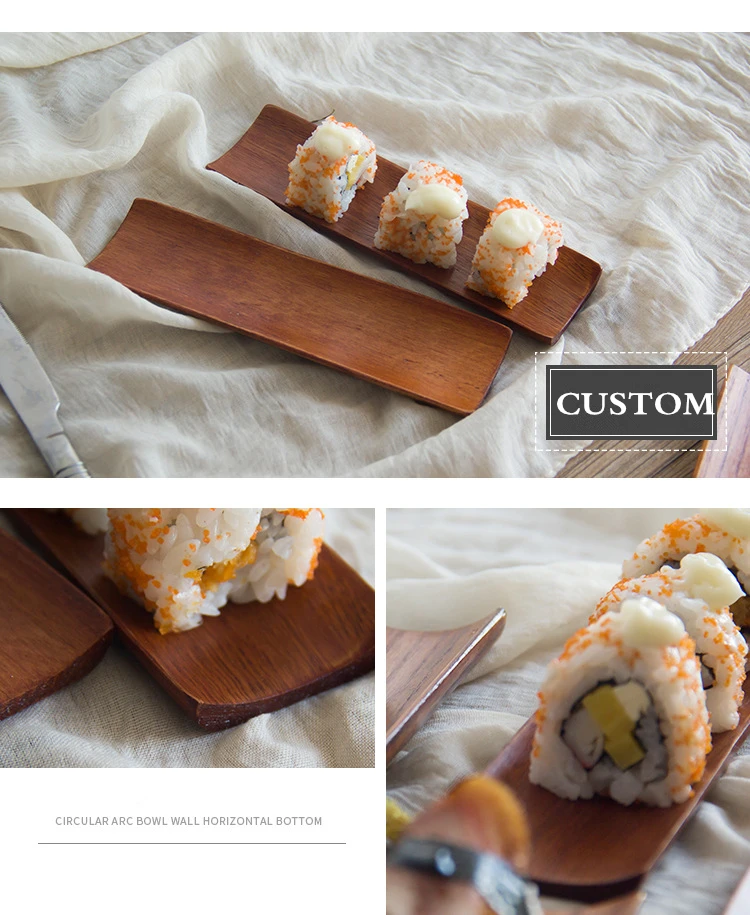 Classical Hot Sell Japanese Handmade 18cm Wood Towel Tray Sushi  Dish Plate