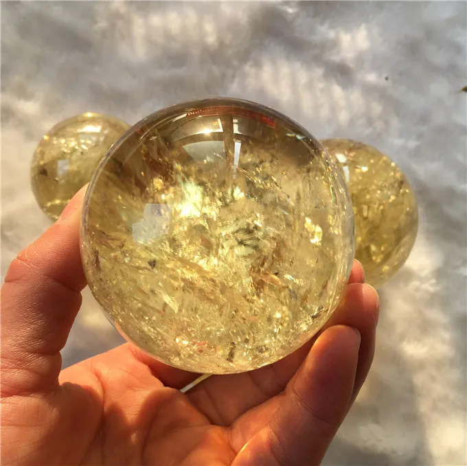 natural citrine quartz crystal ball yellow rainbow  quartz sphere for decoration