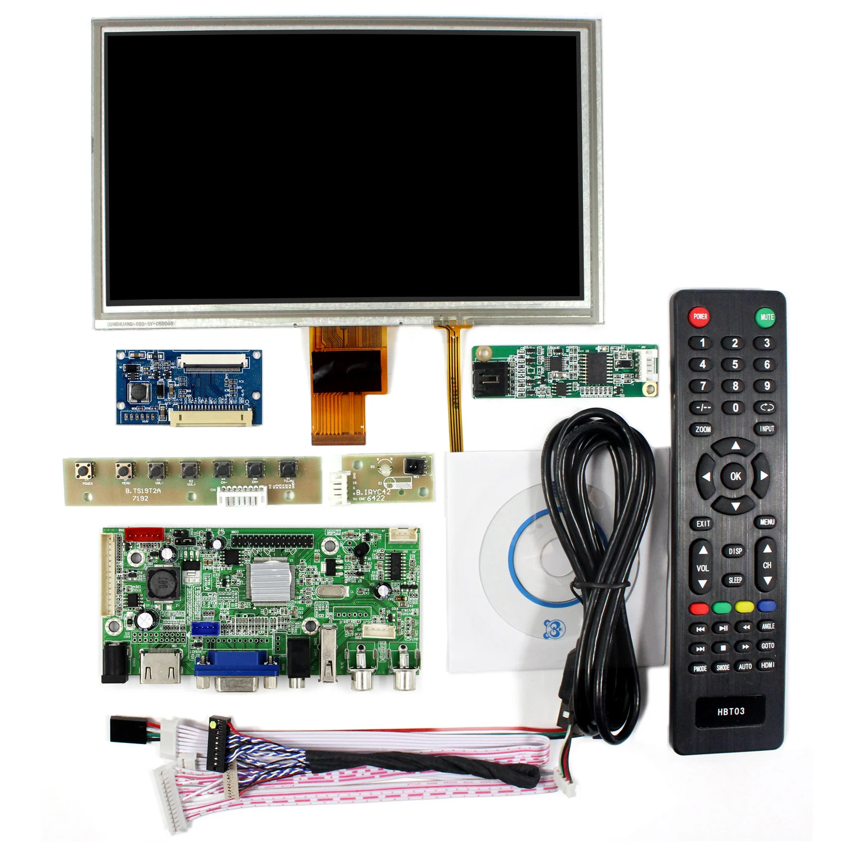 V59 USB LCD Controller Board with 8inch 1024x600 ZJ080NA-08A Touch LCD panel