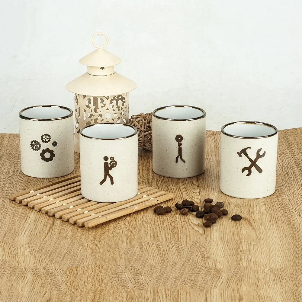 144ml reusable straight ceramic coffee cup mug without handle