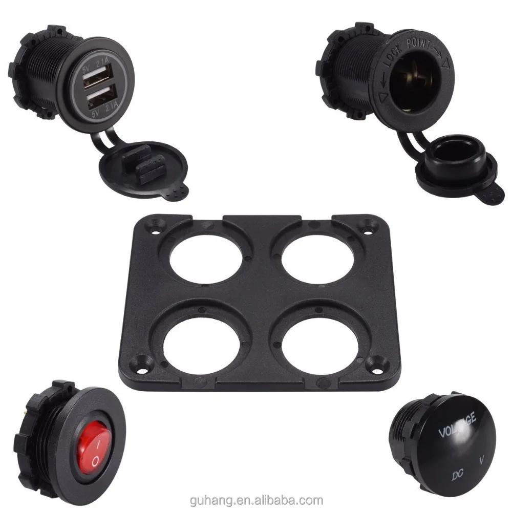 4.2A dual usb charger socket with LED voltmeter and on off bottom switch