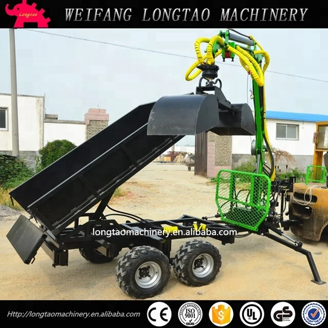 TUV CE approved self powered gasoline engine logging trailer crane for Tractor