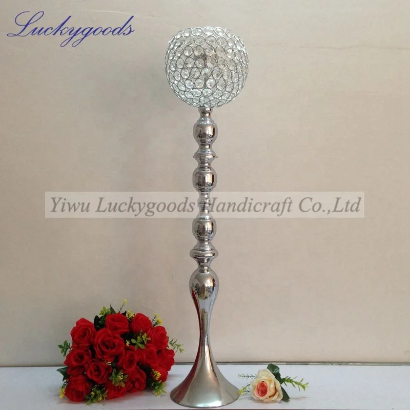 LDJ934 gold plating table top wedding centerpiece crystal ball candle holder wholesale
