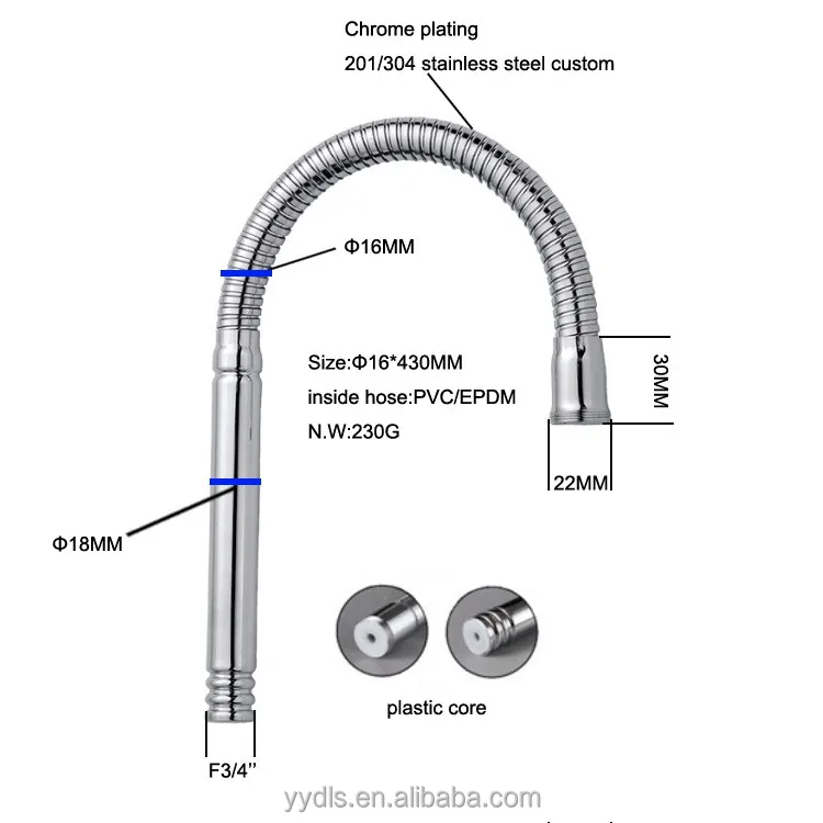 
Bath & Kitchen Shower Faucets retractable hose with shower head 