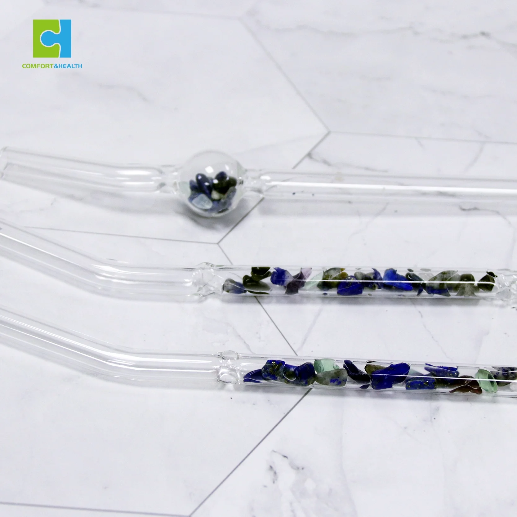 Custom Logo High Borosilicate Pyrex Clear Glass Drinking Crystal Straw With Quartz