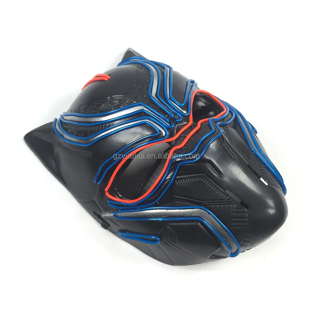 Grand Event Party Supplies EL Cold Light Captain America Figure Mask Light Up Black Panther Design Helmet Mask Holiday Lights