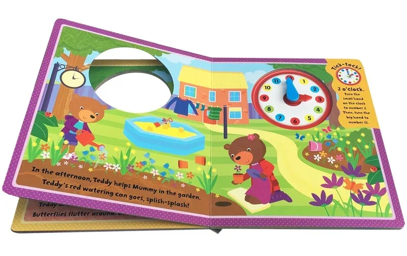 
new design toy story book with clock in round corner 