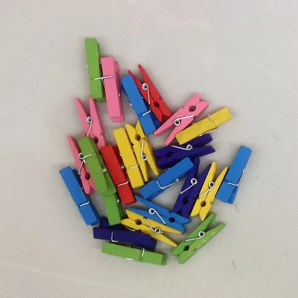Premium mini wooden decorated colorful craft clips