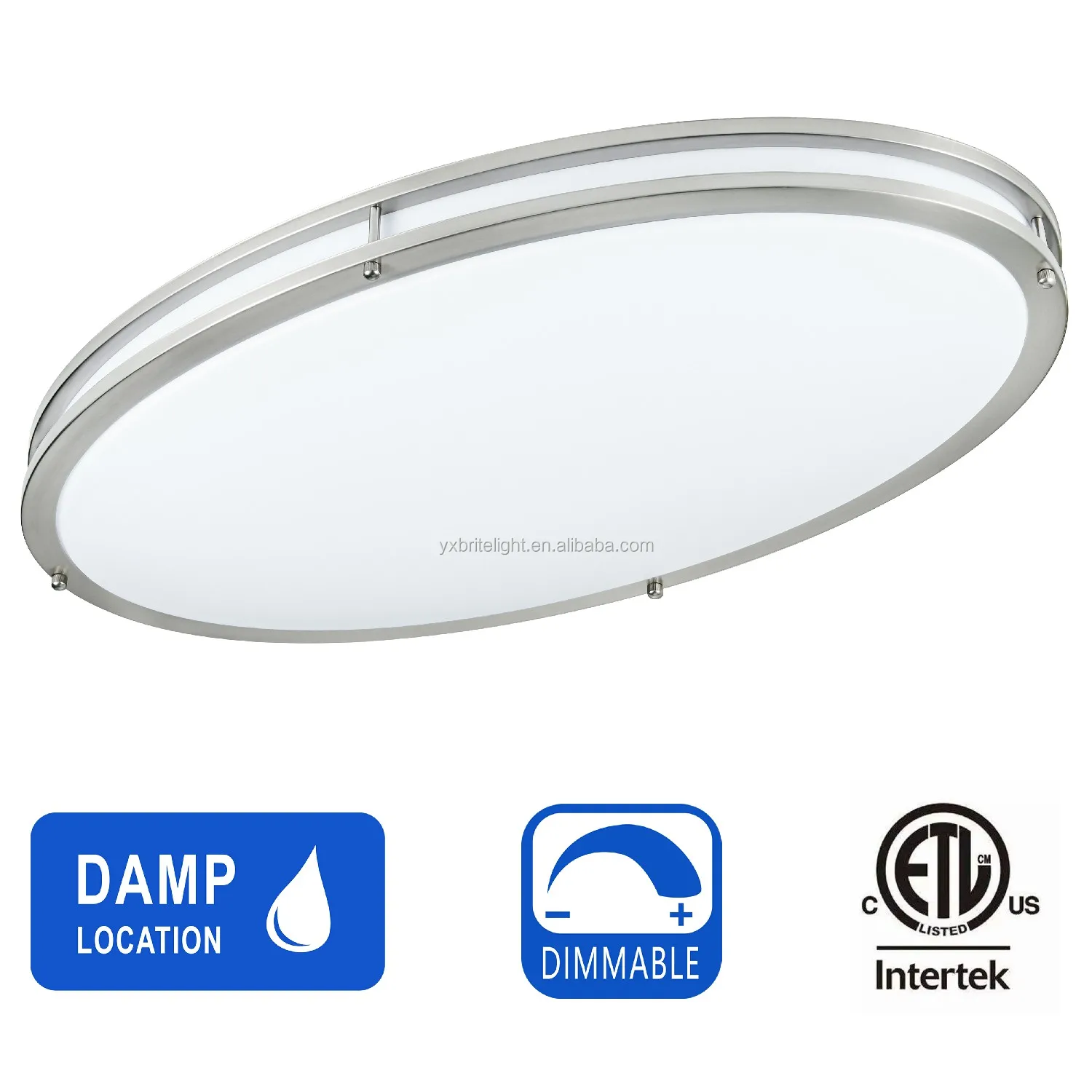  32 дюймов LED Овальный шлифованный никелевый дозатор потолочные светильники с акрилловым покрытием светодиодных чипов 3000 К теплым белым светом отлично подходит для домашнего освещения