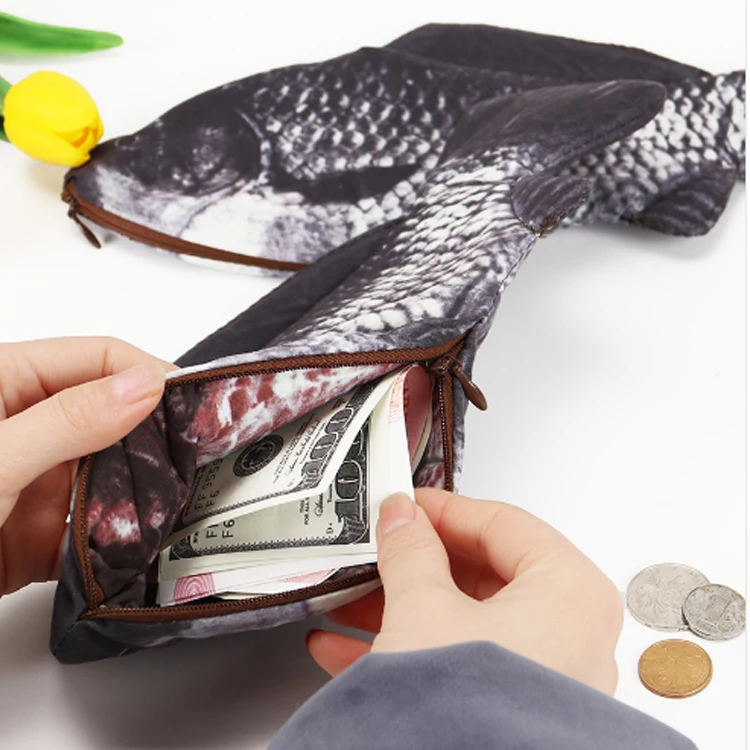 Wholesale Fish Shape Multi-function Coin Purse Wallet Bag Cheap Price Pen Pencil Pouch For Students