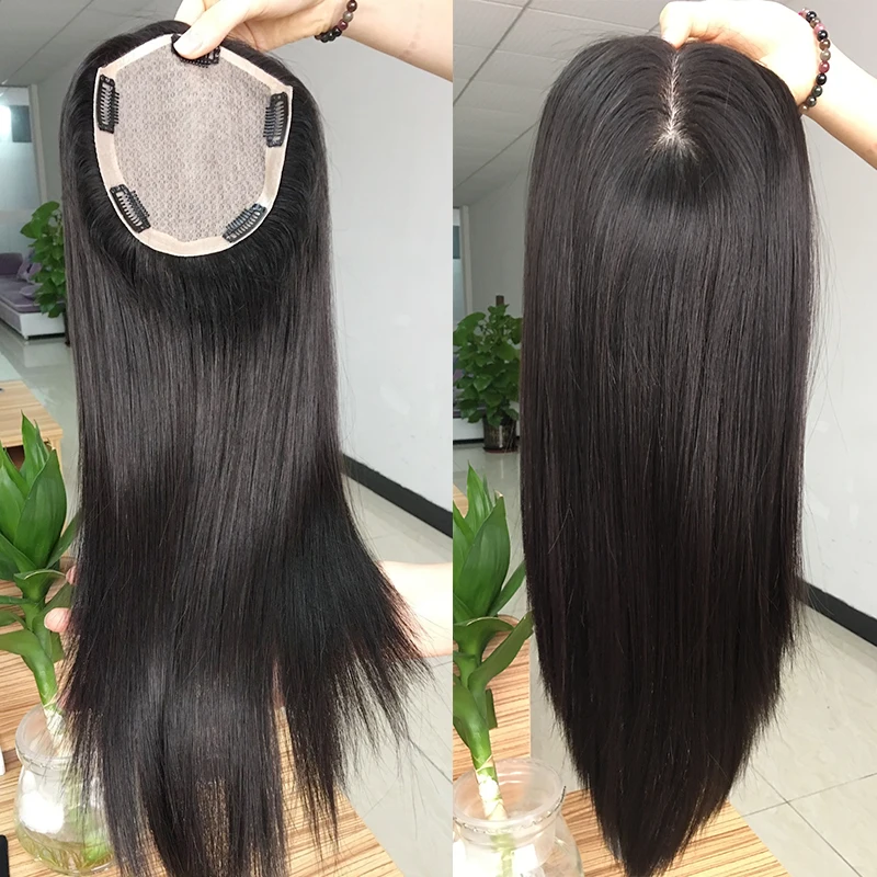 Factory price virgin unprocessed hair indian human hair silk top topper wig for men