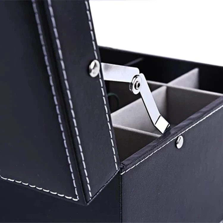 
Hot Sell Custom Large Capacity leather velver wooden Double table watch packaging box 