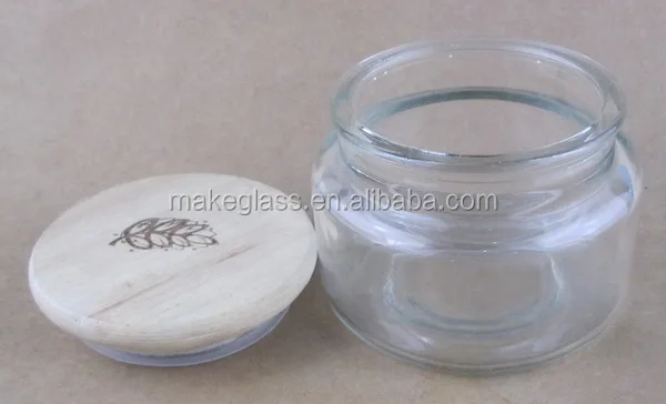 wholesale 10oz glass jar with wooden lid candle jar glass canister