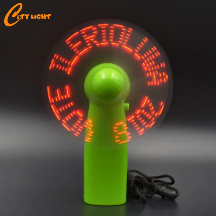 Christmas gift Advertising mini electric battery portable handheld custom message programmable led fan