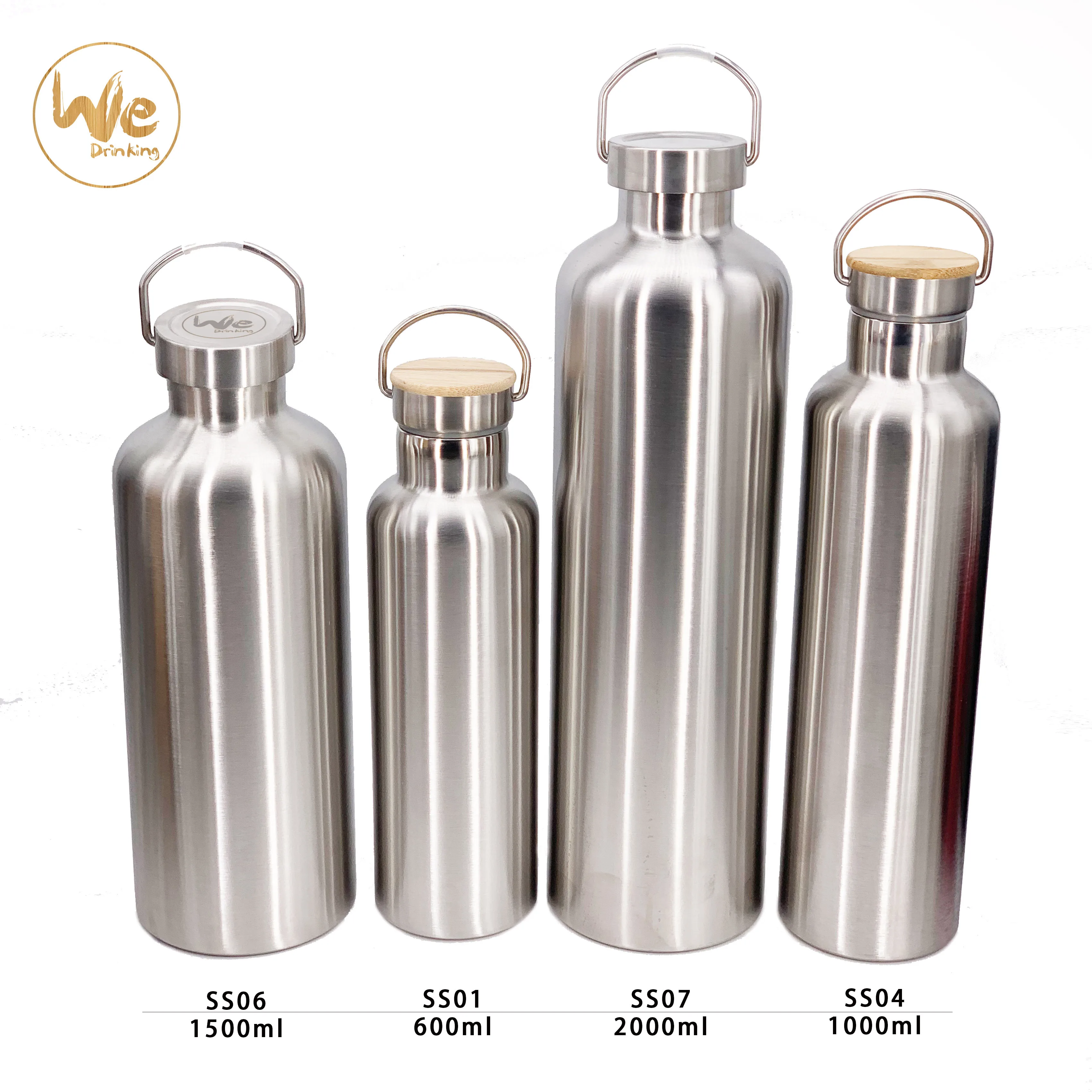 No Plastic Big Capacity Big Size Stainless Steel Metal Sports Fitness Outdoors 2.2L Water Bottle