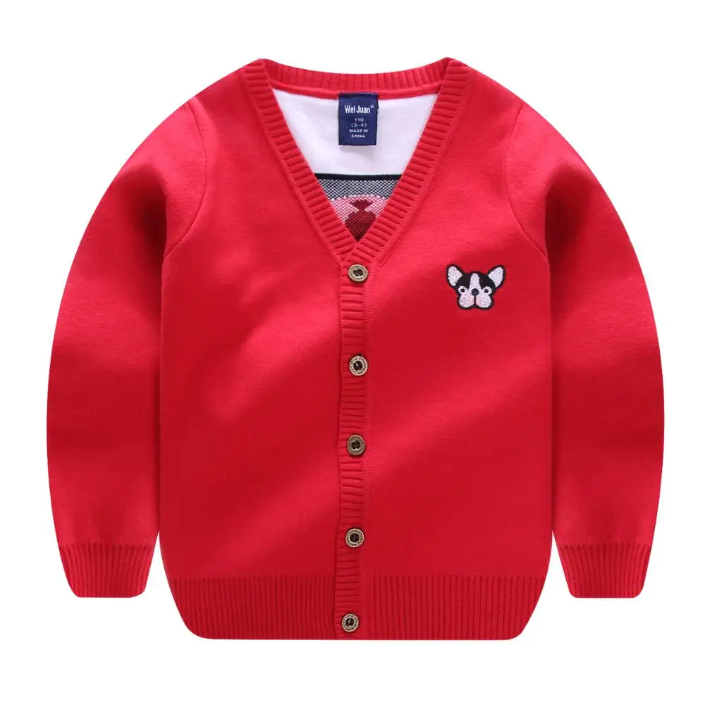 
2018 new design embroidery dog double-deck cardigan kids sweater design for children 