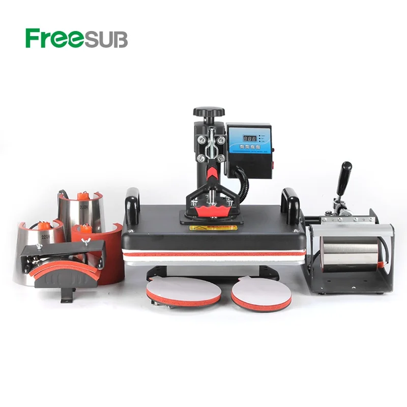 Freesub good quality 8 in1 combo heat press machine t-shirt printing machine tshirt sublimation machine