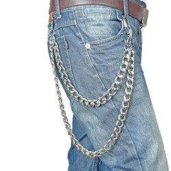 Mens Punk Jewelry Metal Wallet Belt Chain Rock Punk Trousers Hipster Pant Jean Keychain Silver Ring Clip Keyring