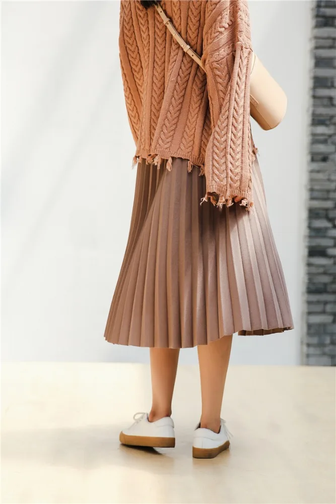 2022 New Fashion Korean Women Skirt Long Pleated Skirts Vintage Women Midi Skirt