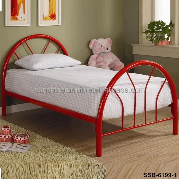 
Home Bedroom Furniture Single/Twin Size White/Black/Blue/Pink Kids Metal Bed Frame 
