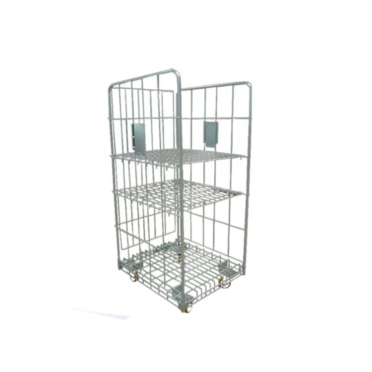 Warehouse transport demountable galvanized wire mesh roll container, rolling trolley, hand carts