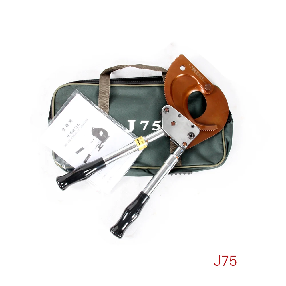 J75 hand mechanical ratchet cable cutter tool for copper and aluminum cable semi conductor cable cutter