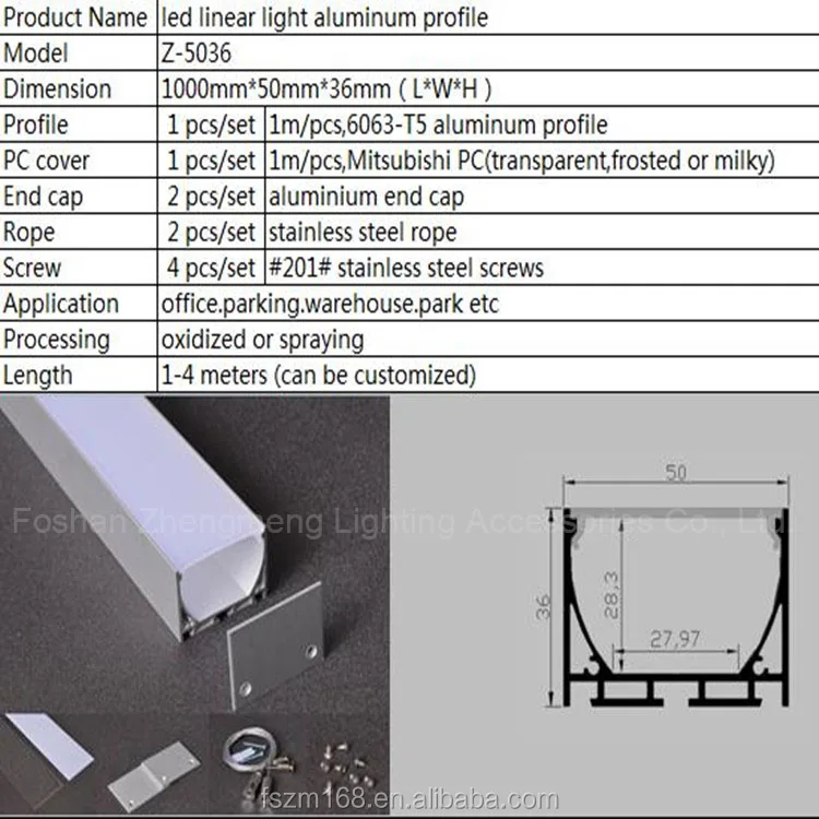 50*36mm New hanging style wall surface mounted led aluminum extrusion lighting profile for strips