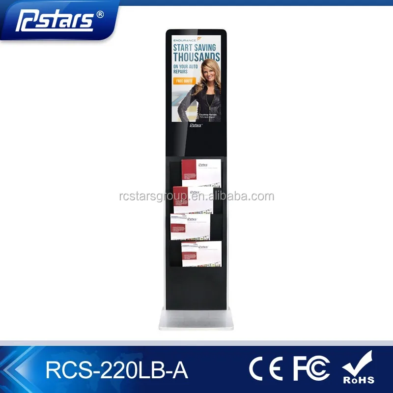 22 inch Floor Stand PCAP Touch Screen Advertising Display LCD Digital Signage interactive kiosk with book holders