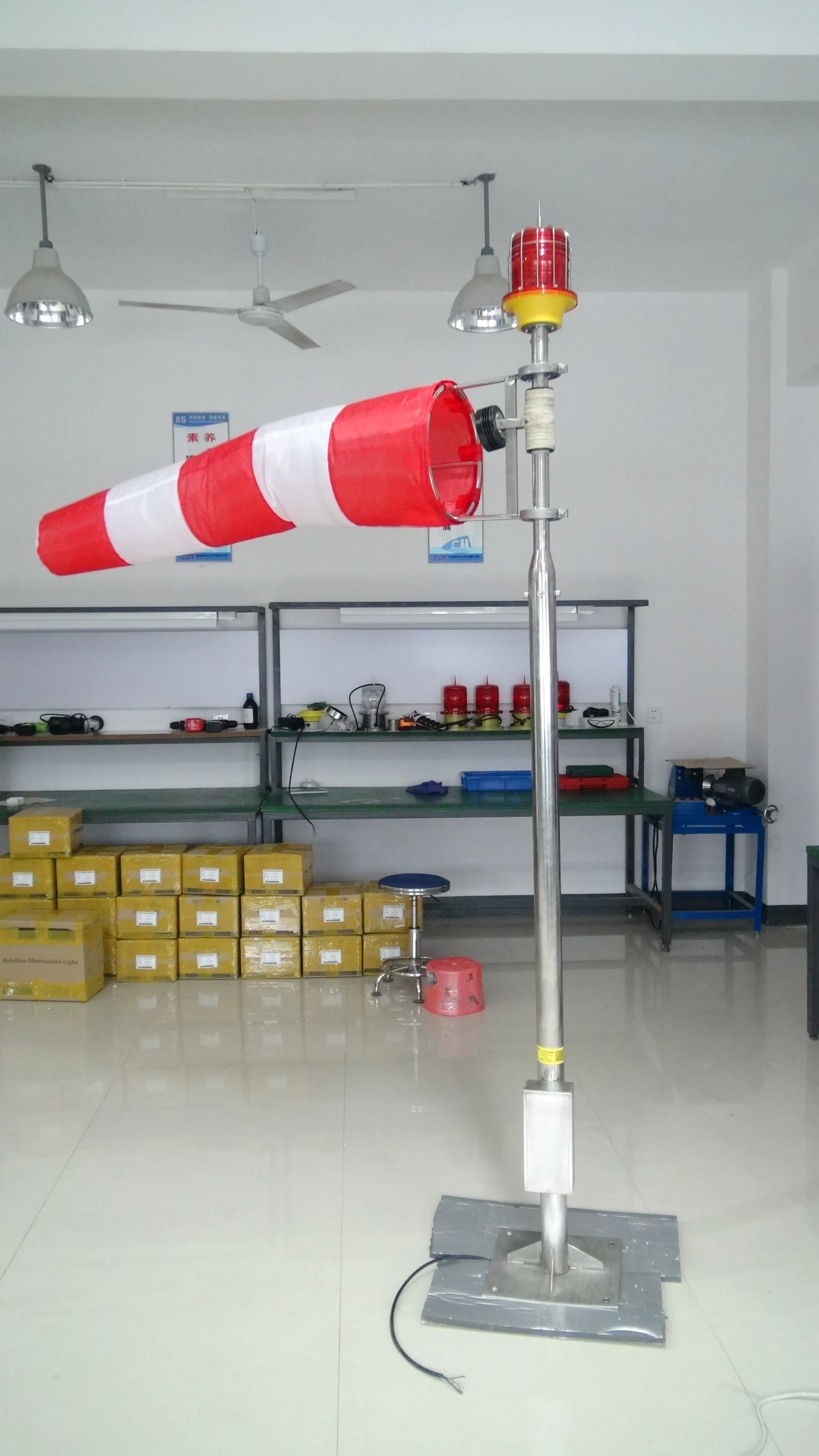 ICAO 12-feet Heliport Wind direction indicator lighted windsock Helipad Airport Wind sock with Obstruction light
