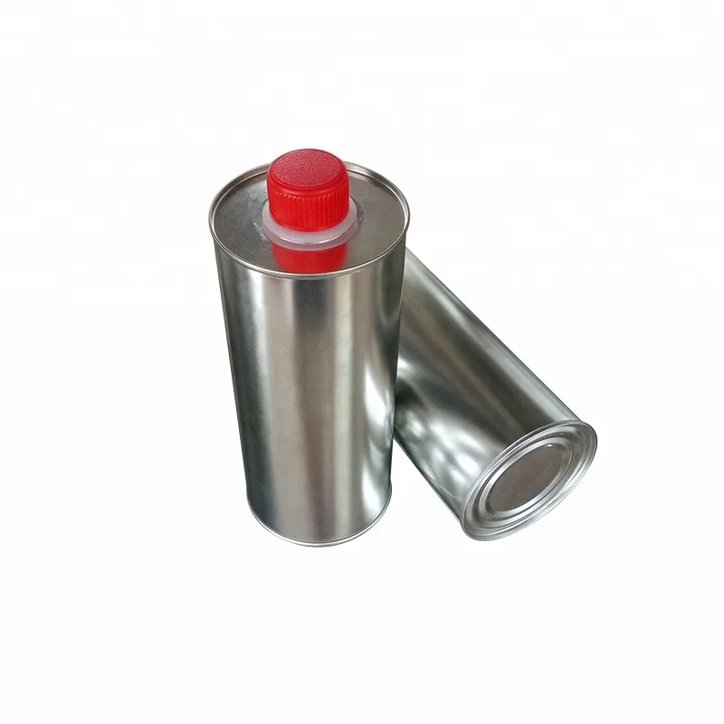 1000ml custom engine oil or lubricant cylindrical tinplate container with plastic cap