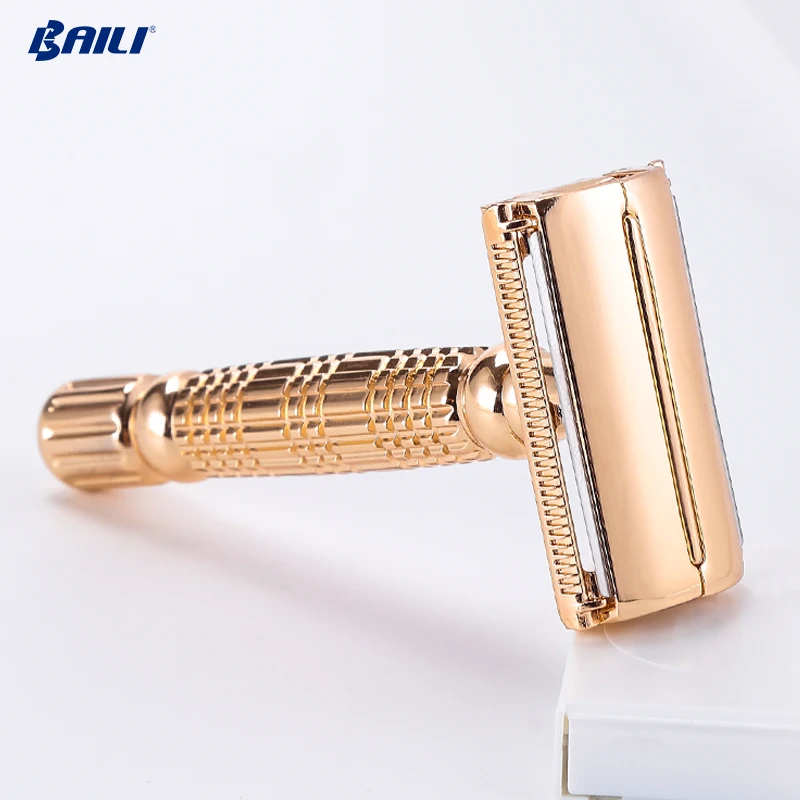 Custom butterfly double edge blade safety razor men shaving box kit