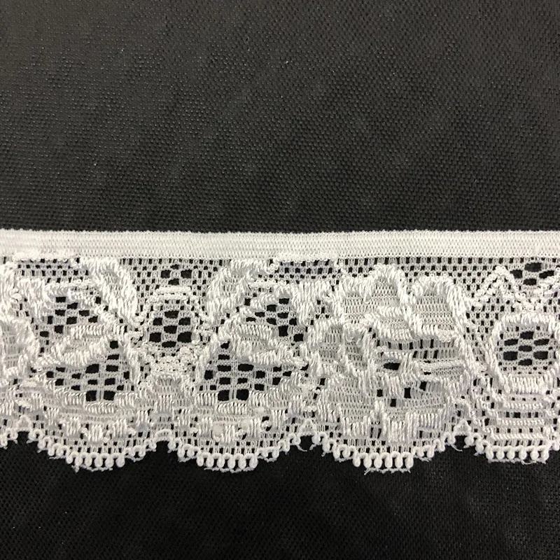 White Narrow Nylon Lace Trim French Guipure Elastic Lace Trimming For Dress Fabric