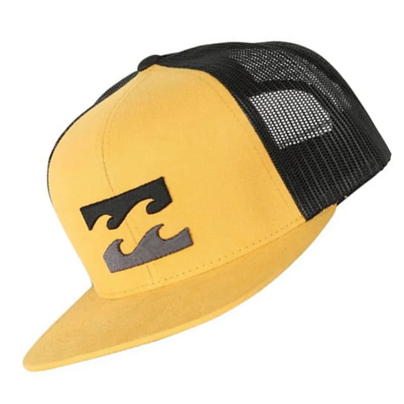 Good Shape Custom Logo Flat Bill Snap Back Cap Cotton Mesh Trucker Hat