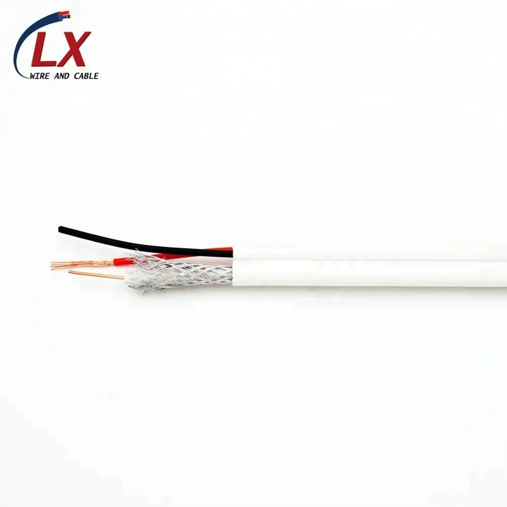 2 Core Cu/cca Wire RG59+2C CCTV Coaxial Cables for Camera PVC  RG 59+2C CCS / CU with 2C Power Wire Foam PE