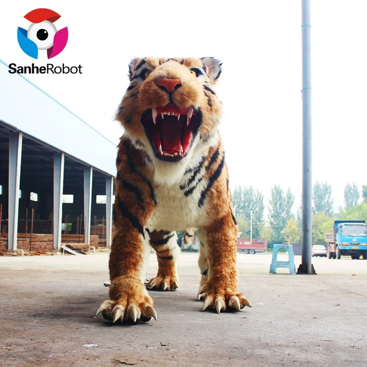 Outdoor Playground Attractive Real Size Artificial Animatronic Tiger