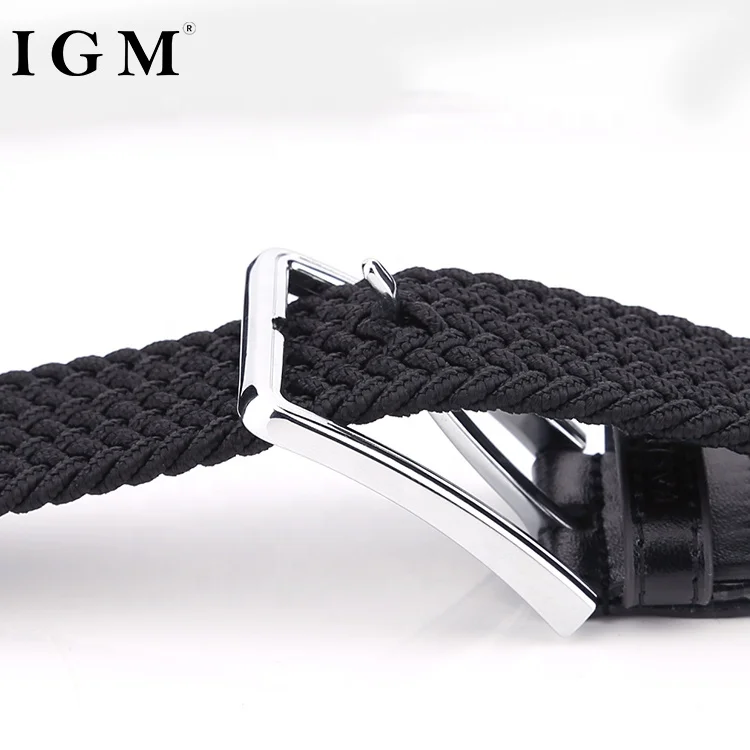 IGM Men knit pu braided leather webbing manufacture belt