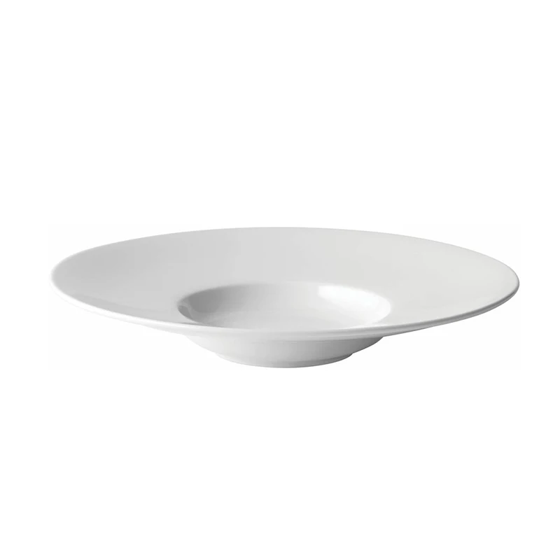 Custom White Round Deep Ceramic Soup Bowl Dish Plate for Party Centerpiece