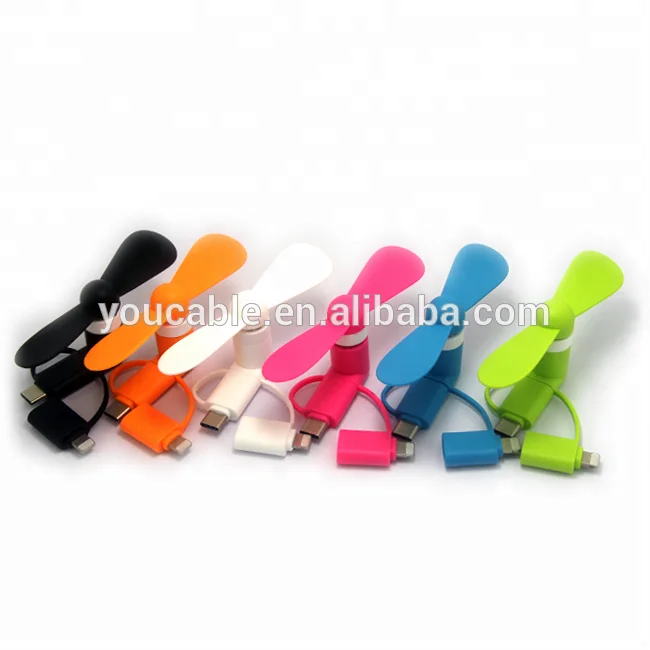 Custom Free Logo Portable 3 in 1 Type C Small USB Cooling Mini Cell Phone Fan