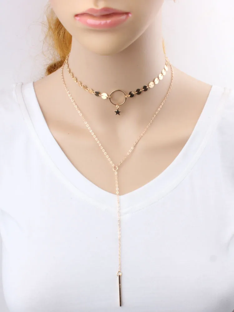 neck Necklace round sequins love pendant