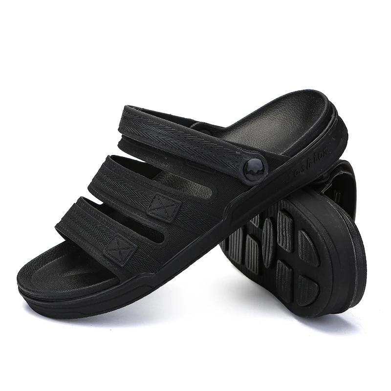 factory beach EVA  men jelly clog shoes men casual sandals Pure black clogs shoes