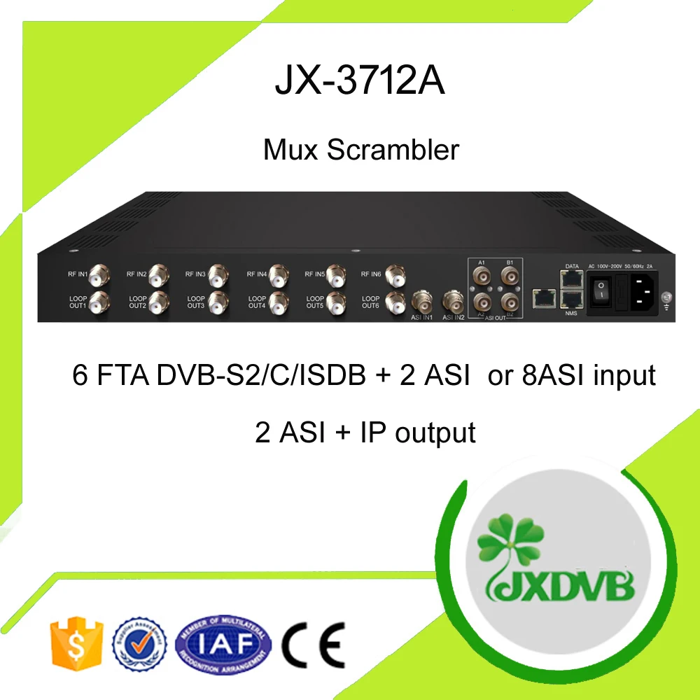 Digital TV 8 Channel ASI to IP Multiplexer Scrambler
