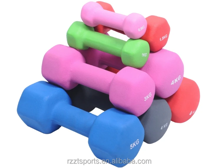 Gym Colorful Fitness Hex Neoprene Coated Dumbbell
